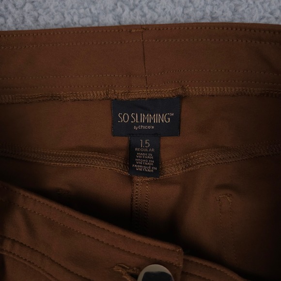 Chicos So Slimming Pants Womens 1.5 US 10 Brown Ponte Knit Slim Leg Stretch - Picture 3 of 10